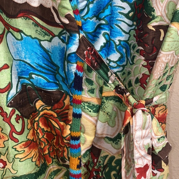 Vintage Aiyana Itchome Dupioni 100% Silk Wrap Dress - Picture 3 of 10